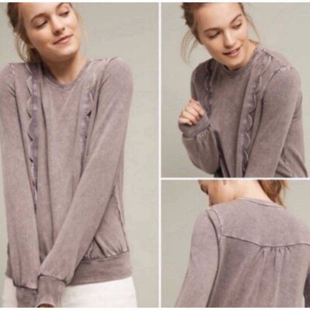 Eri + Ali Weckerlie Scalloped Acid Wash Sweatshirt Size XS